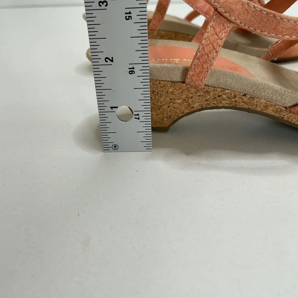 AK Anne Klein Aktinny iflex Orange Beaded Floral Wedge Sandal 8.5M Boho Festival